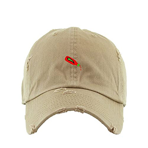 Hot Sauce Bottle Vintage Baseball Cap Embroidered Cotton Adjustable Distressed Dad Hat