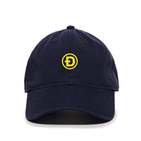 Dogecoin D Baseball Cap Embroidered Cotton Adjustable Dad Hat