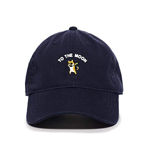 Dogecoin to The Moon Baseball Cap Embroidered Cotton Adjustable Dad Hat