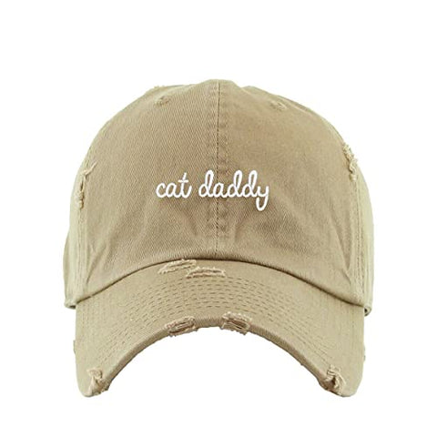 Cat Daddy Vintage Baseball Cap Embroidered Cotton Adjustable Distressed Dad Hat