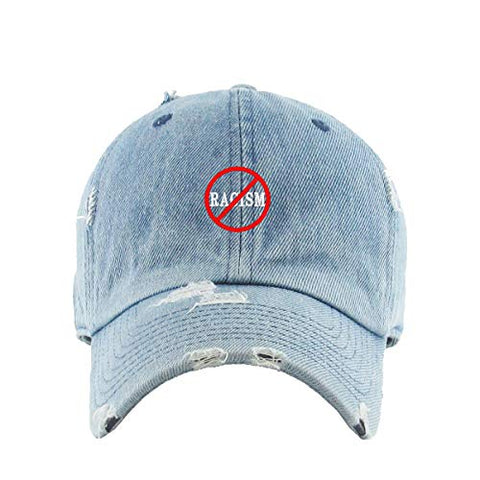 No Racism Vintage Baseball Cap Embroidered Cotton Adjustable Distressed Dad Hat