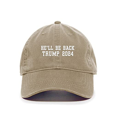 He Will Be Back Trump 2024 Baseball Cap Embroidered Cotton Adjustable Dad Hat