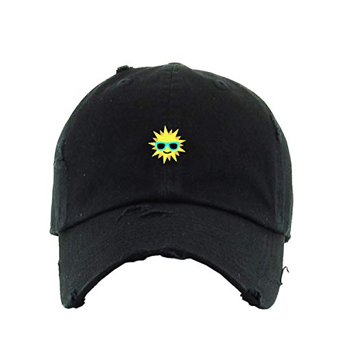 Sun with Sunglasses Vintage Baseball Cap Embroidered Cotton Adjustable Distressed Dad Hat