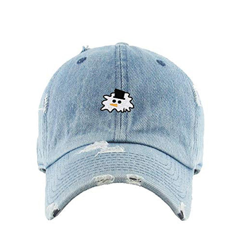 Melting Snowman Vintage Baseball Cap Embroidered Cotton Adjustable Distressed Dad Hat