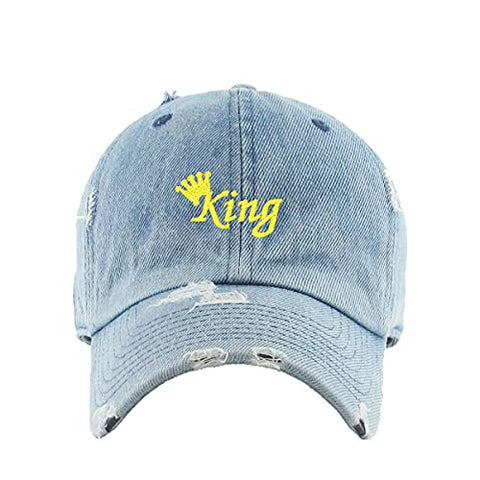 King Vintage Baseball Cap Embroidered Cotton Adjustable Distressed Dad Hat