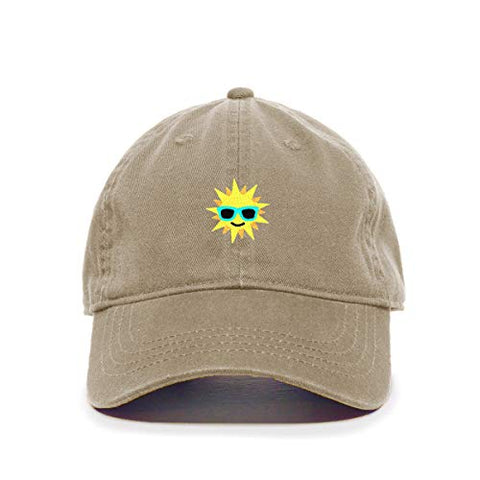 Sun with Sunglasses Baseball Cap Embroidered Cotton Adjustable Dad Hat