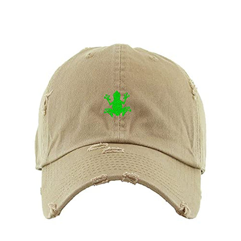 Bullfrog Vintage Baseball Cap Embroidered Cotton Adjustable Distressed Dad Hat