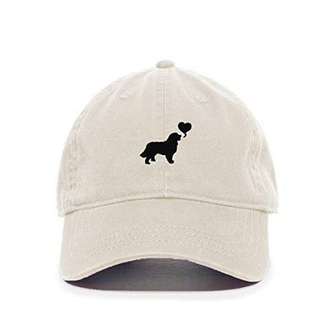 Dog with Heart Baseball Cap Embroidered Cotton Adjustable Dad Hat