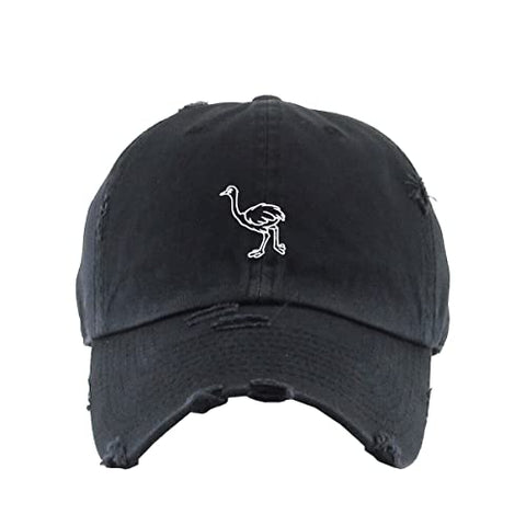 Ostrich Vintage Baseball Cap Embroidered Cotton Adjustable Distressed Dad Hat