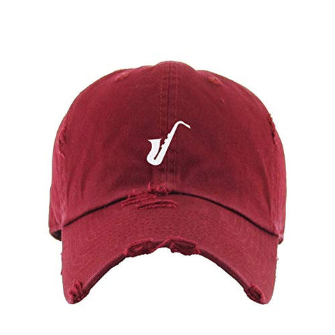 Saxophone Vintage Baseball Cap Embroidered Cotton Adjustable Distressed Dad Hat