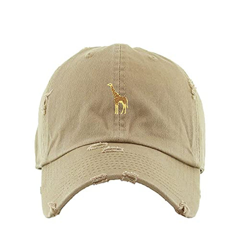 Giraffe Vintage Baseball Cap Embroidered Cotton Adjustable Distressed Dad Hat