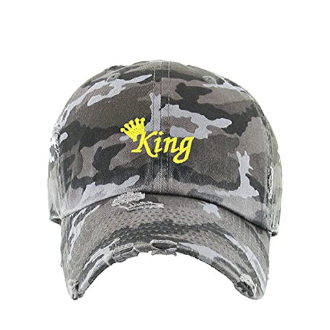 King Vintage Baseball Cap Embroidered Cotton Adjustable Distressed Dad Hat