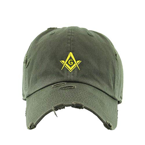 Masonic Symbol Vintage Baseball Cap Embroidered Cotton Adjustable Distressed Dad Hat