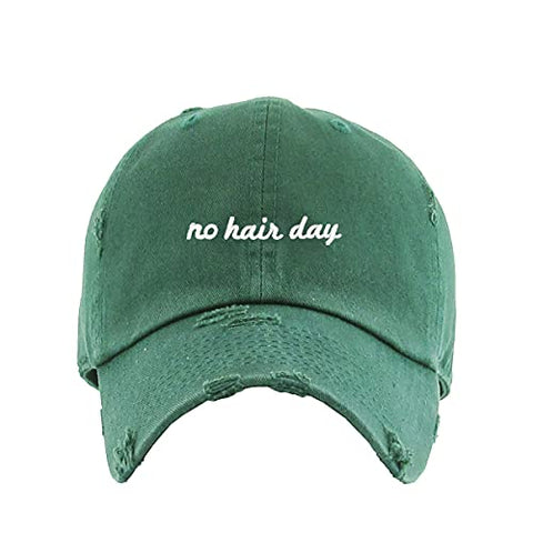 No Hair Day Vintage Baseball Cap Embroidered Cotton Adjustable Distressed Dad Hat