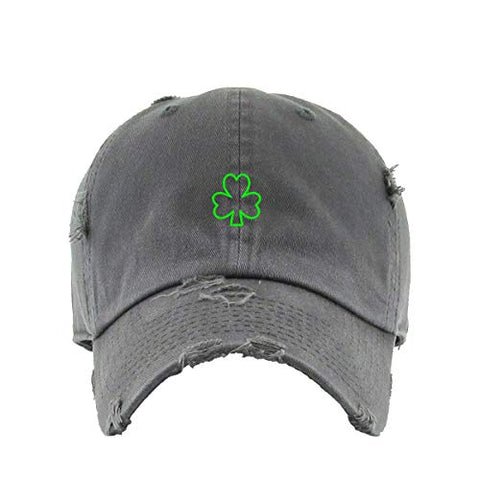 Shamrock Heart Outline Vintage Baseball Cap Embroidered Cotton Adjustable Distressed Dad Hat