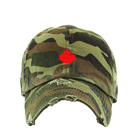 Canada Flag Red Maple Leaf Vintage Baseball Cap Embroidered Cotton Adjustable Distressed Dad Hat