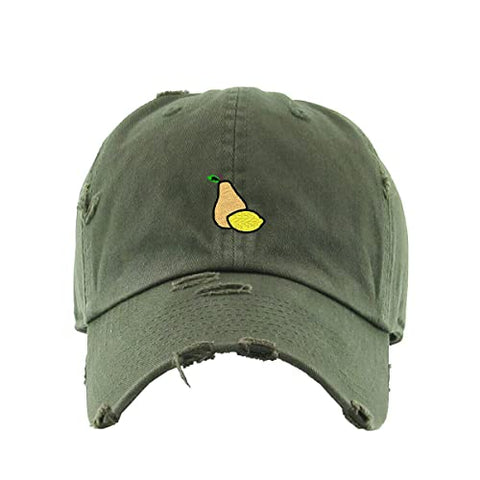 Pear Lemon Vintage Baseball Cap Embroidered Cotton Adjustable Distressed Dad Hat