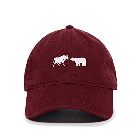 Bull and Bear Market Baseball Cap Embroidered Cotton Adjustable Dad Hat