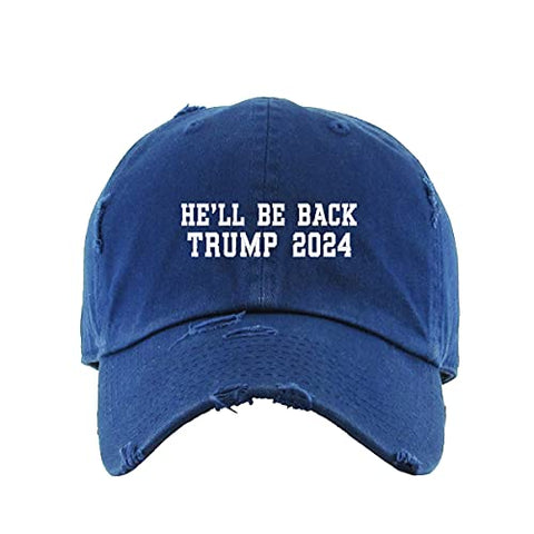 He Will Be Back Trump 2024 Vintage Baseball Cap Embroidered Cotton Adjustable Distressed Dad Hat