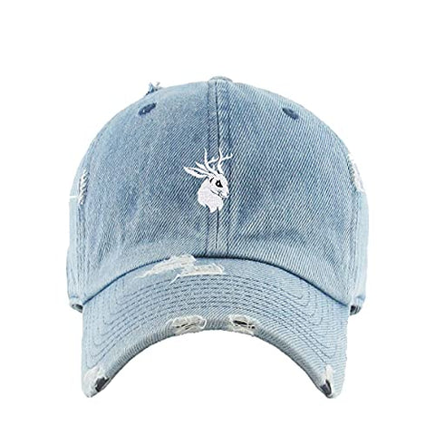 Jackalope Vintage Baseball Cap Embroidered Cotton Adjustable Distressed Dad Hat