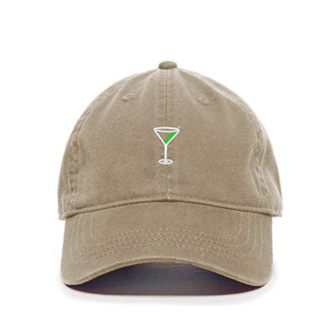 Martini Glass with Olive Baseball Cap Embroidered Cotton Adjustable Dad Hat