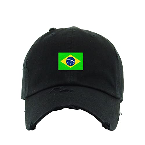 Brazil Flag Vintage Baseball Cap Embroidered Cotton Adjustable Distressed Dad Hat