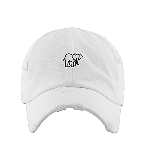 Elephant Vintage Baseball Cap Embroidered Cotton Adjustable Distressed Dad Hat