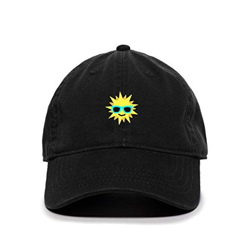 Sun with Sunglasses Baseball Cap Embroidered Cotton Adjustable Dad Hat