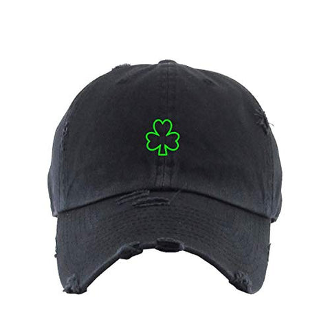 Shamrock Heart Outline Vintage Baseball Cap Embroidered Cotton Adjustable Distressed Dad Hat