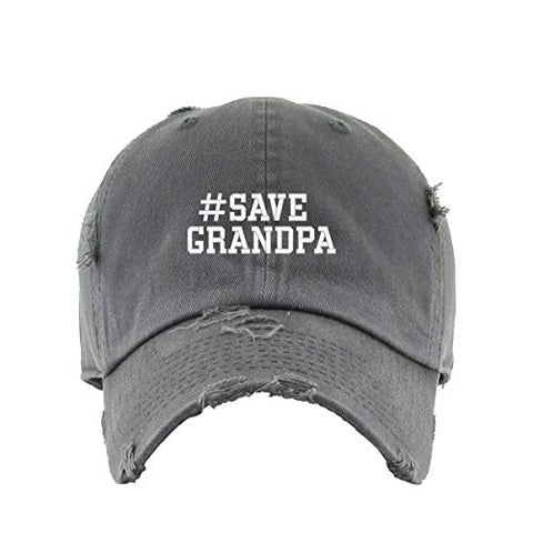 Save Grandpa Vintage Baseball Cap Embroidered Cotton Adjustable Distressed Dad Hat