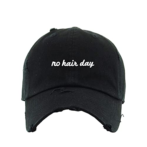 No Hair Day Vintage Baseball Cap Embroidered Cotton Adjustable Distressed Dad Hat