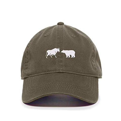 Bull and Bear Market Baseball Cap Embroidered Cotton Adjustable Dad Hat