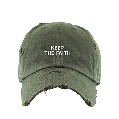 Keep The Faith Vintage Baseball Cap Embroidered Cotton Adjustable Distressed Dad Hat