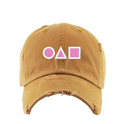 OJM Korean Letters Vintage Baseball Cap Embroidered Cotton Adjustable Distressed Dad Hat