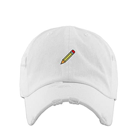 Pencil Vintage Baseball Cap Embroidered Cotton Adjustable Distressed Dad Hat