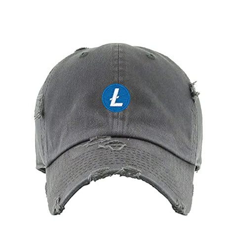 Litecoin Vintage Baseball Cap Embroidered Cotton Adjustable Distressed Dad Hat