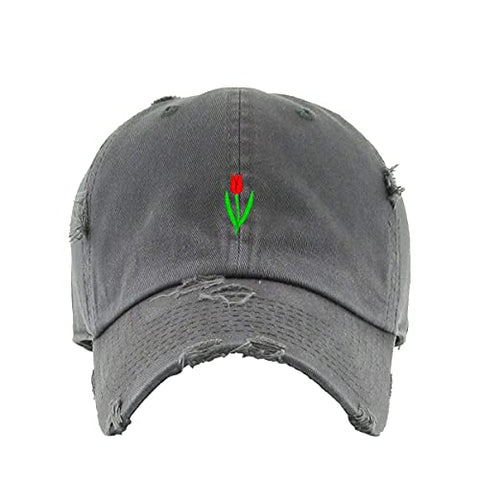 Tulip Flower Vintage Baseball Cap Embroidered Cotton Adjustable Distressed Dad Hat