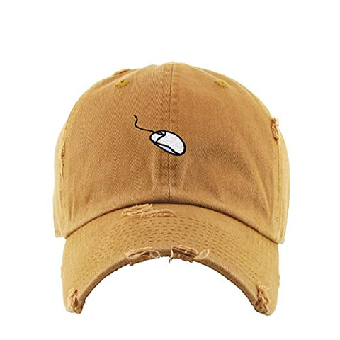 Computer Mouse Vintage Baseball Cap Embroidered Cotton Adjustable Distressed Dad Hat