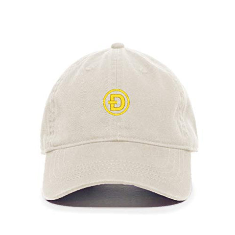 Dogecoin D Baseball Cap Embroidered Cotton Adjustable Dad Hat