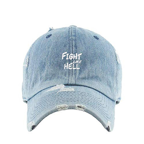 Fight Like Hell Vintage Baseball Cap Embroidered Cotton Adjustable Distressed Dad Hat