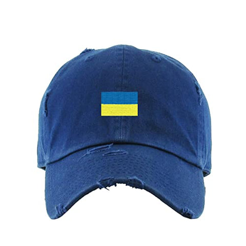 Ukraine Flag Vintage Baseball Cap Embroidered Cotton Adjustable Distressed Dad Hat