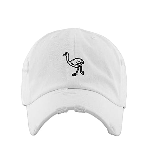 Ostrich Vintage Baseball Cap Embroidered Cotton Adjustable Distressed Dad Hat