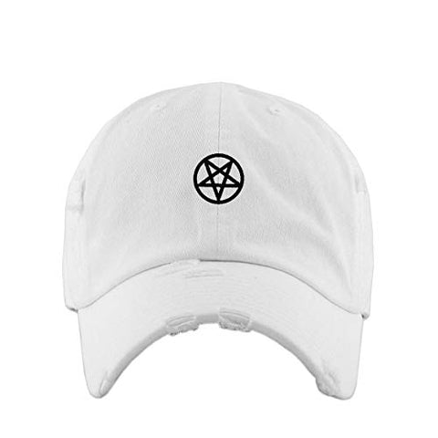 Pentacle Sign Vintage Baseball Cap Embroidered Cotton Adjustable Distressed Dad Hat