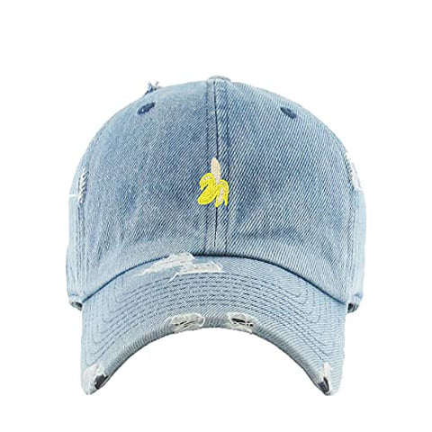 Peeled Banana Vintage Baseball Cap Embroidered Cotton Adjustable Distressed Dad Hat