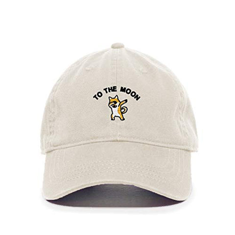 Dogecoin to The Moon Baseball Cap Embroidered Cotton Adjustable Dad Hat