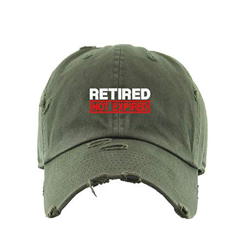 Retired Not Expired Vintage Baseball Cap Embroidered Cotton Adjustable Distressed Dad Hat