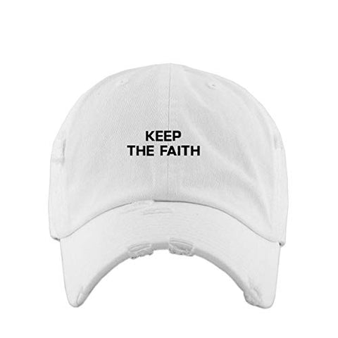 Keep The Faith Vintage Baseball Cap Embroidered Cotton Adjustable Distressed Dad Hat