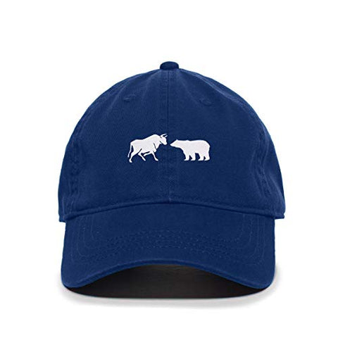 Bull and Bear Market Baseball Cap Embroidered Cotton Adjustable Dad Hat