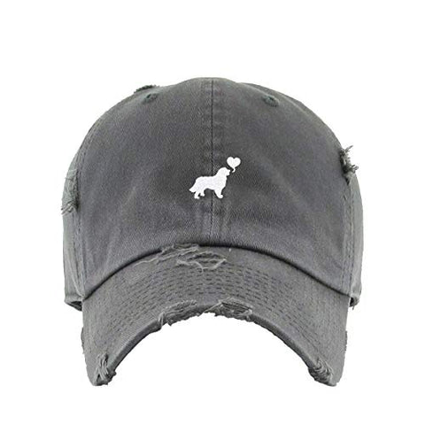 Dog with Heart Vintage Baseball Cap Embroidered Cotton Adjustable Distressed Dad Hat