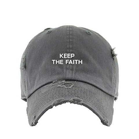 Keep The Faith Vintage Baseball Cap Embroidered Cotton Adjustable Distressed Dad Hat